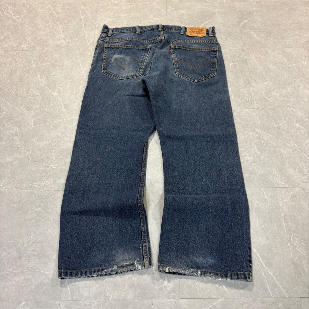 Levis 517 Mens Bootcut Jeans Blue Denim Distressed Paint Splatter 38x32